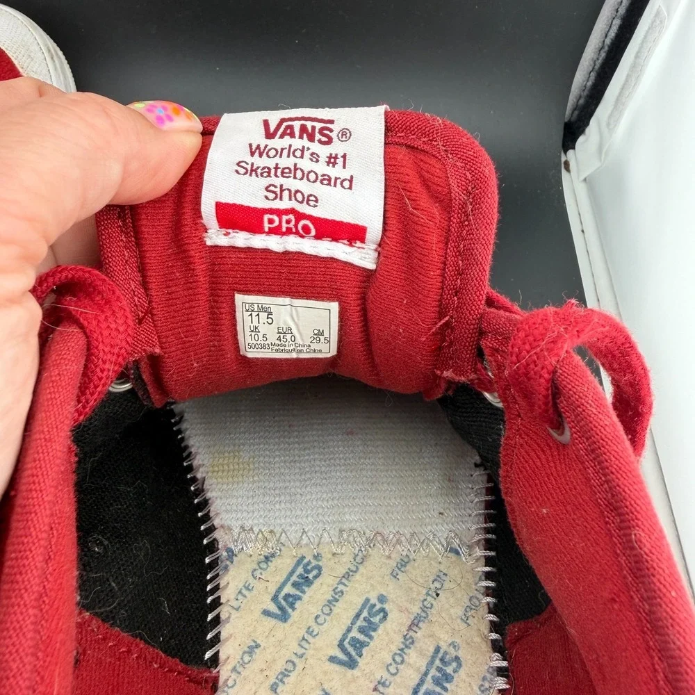 Vans Chukka Low Pro Men 11.5 Skateboard Shoes Red Suede Lace Up Athletic Sneaker